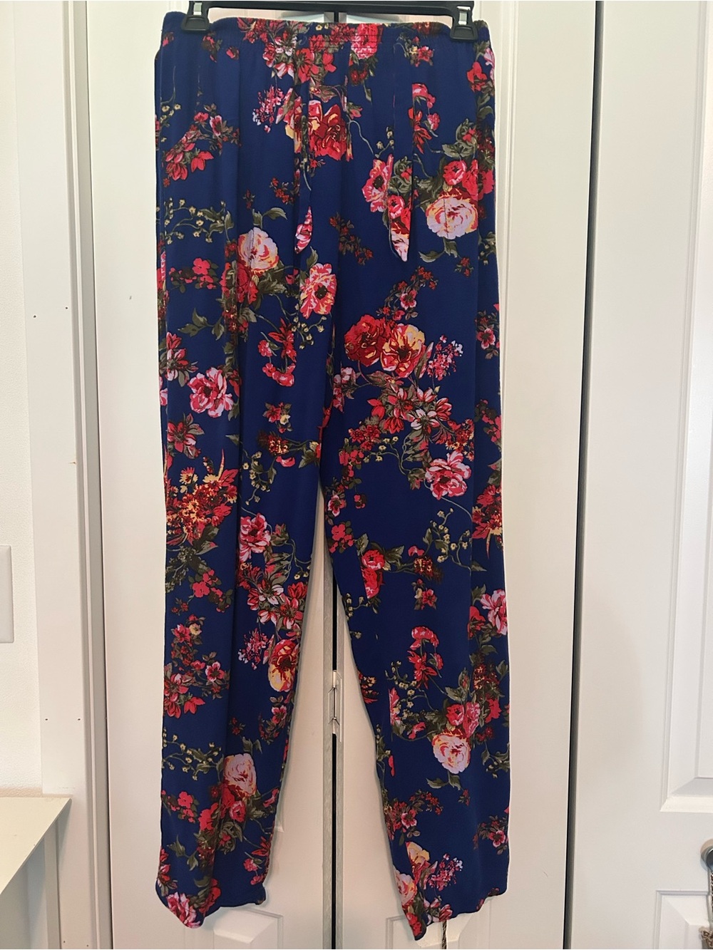 Women's Navy Floral Wide-Leg Pants
